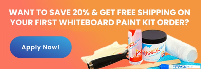 Save 15% and get free shipping on your whiteboard paint kit order!